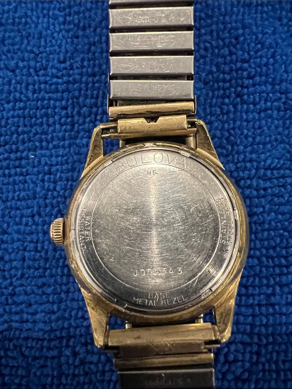 Bulova Gold and Silver Tone Watch with Black Bracelet